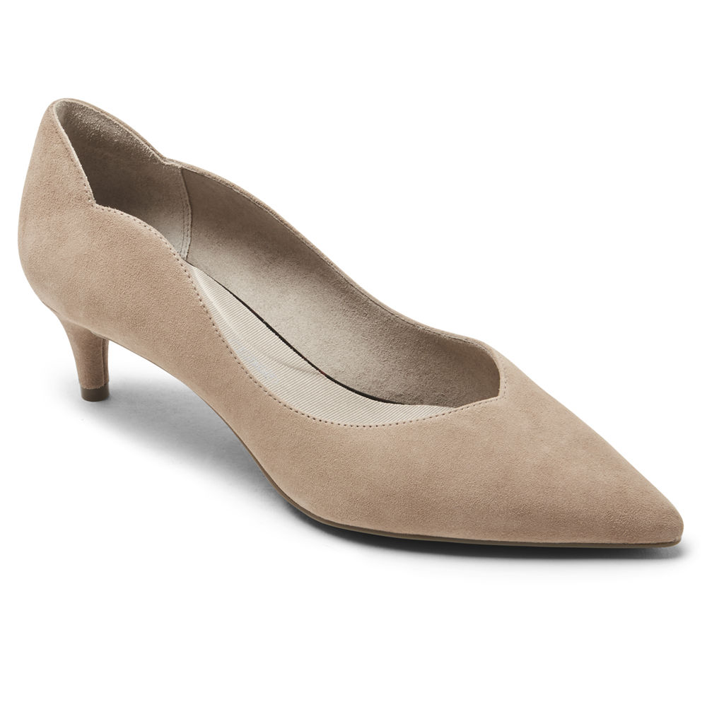 Rockport Hæler Sko Dame Khaki - Total Motion Noelle Scalloped-Back - LVWX65493